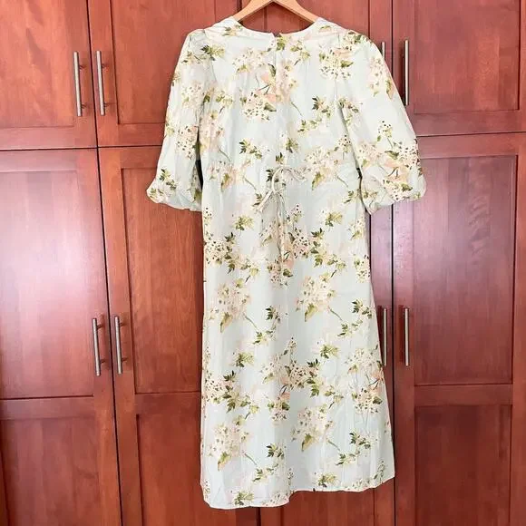 petite short sleeve midi dress Printed Midi Shirt Dress with Bell Sleeve and Belt